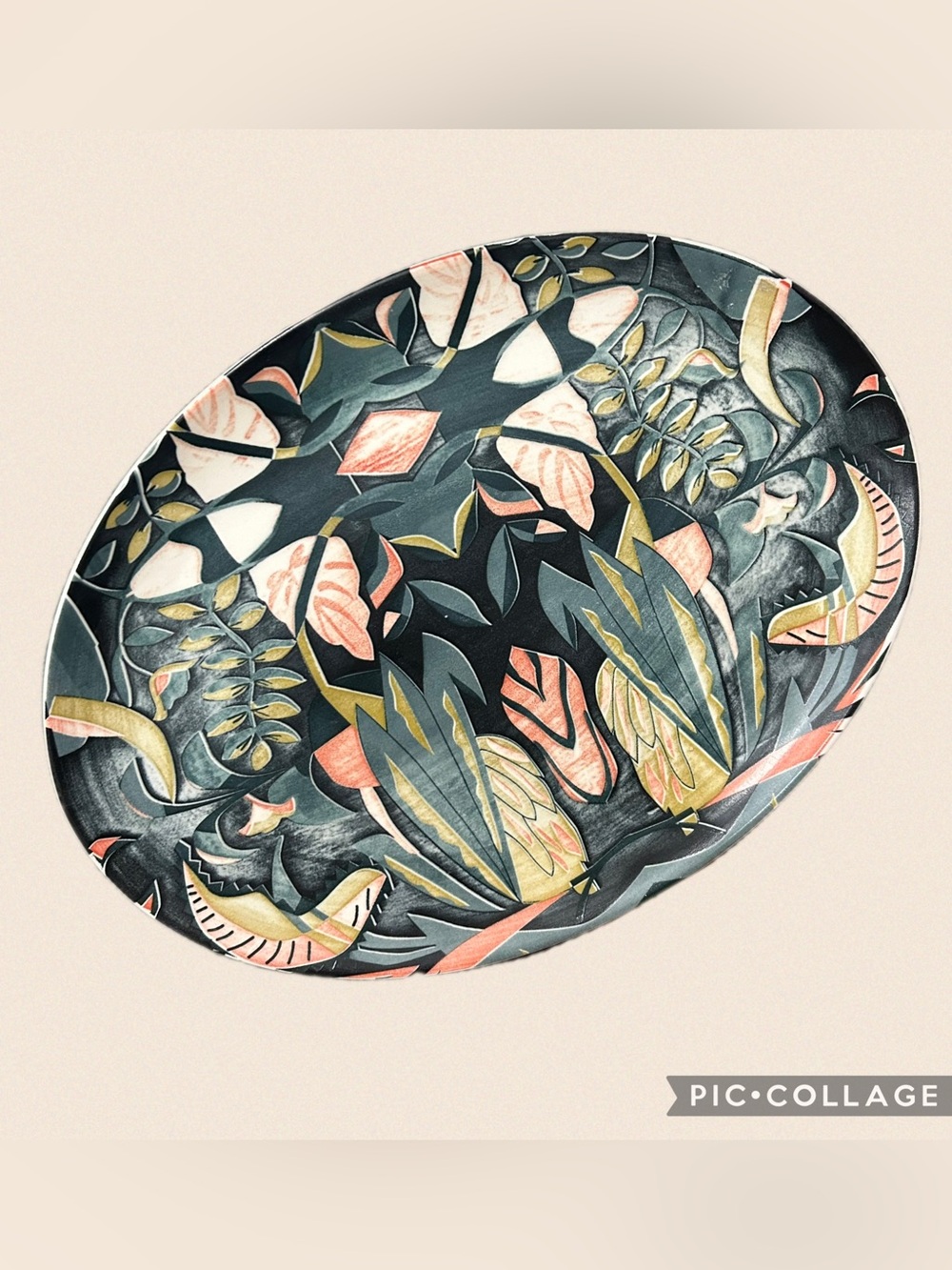 Opalhouse Jungalow 14” x 10” Stoneware Printed Oval Serving Platter boho